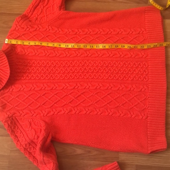 Lands End Cable Knit Turtle Neck Blood Orange Sweater Sz XL - Picture 9 of 12